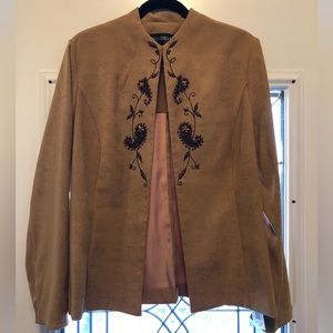 Studio I 1 Brand Faux Suede Embroidered Jacket, Size 14 New